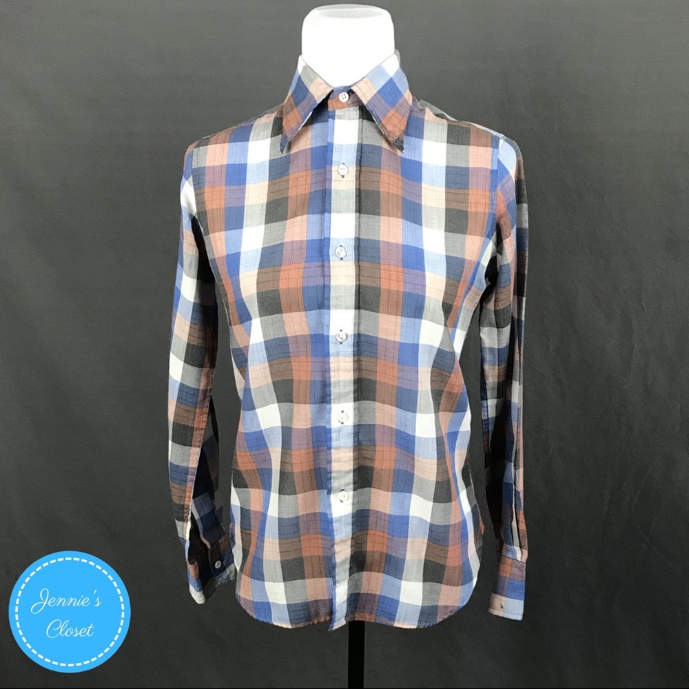Vintage 60s Prospectus Plaid Button Down Shirt 7/8
